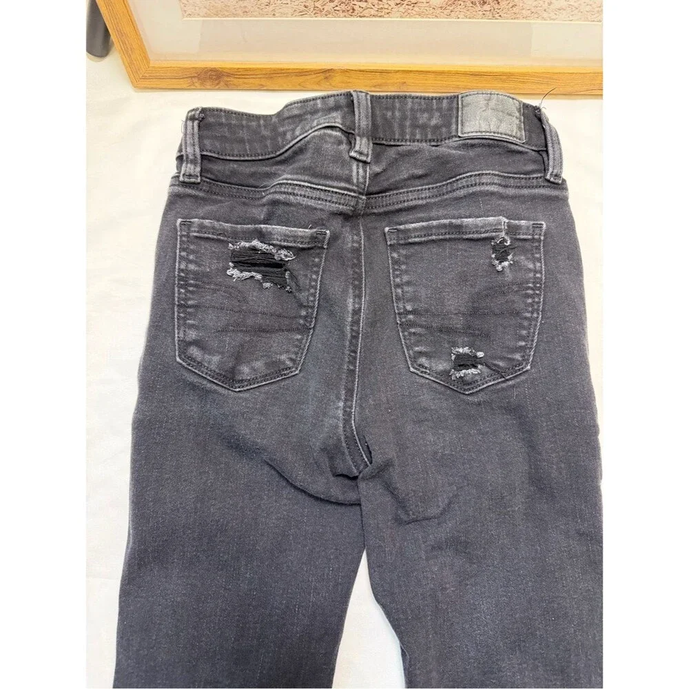American Eagle size 00 short Charcoal Black Stretch hi rise jeggings
